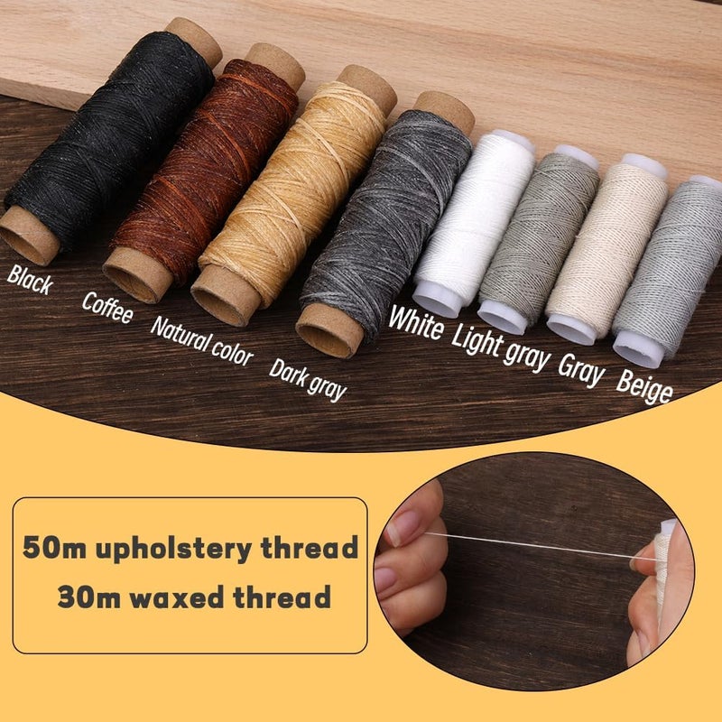 LUNARM Leather Stitching Pony - Leather Pony Clamp Table Desktop Pony Horse Clamp with Large Eye Sewing Needles Waxed Thread Sewing Thread Awls Nail Files for DIY Leather Hand Stitching - Image 4